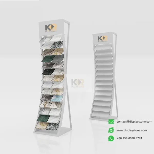 Vertical Tile Display Rack for Showrooms Sample Holder_White_KERRY DISPLAY