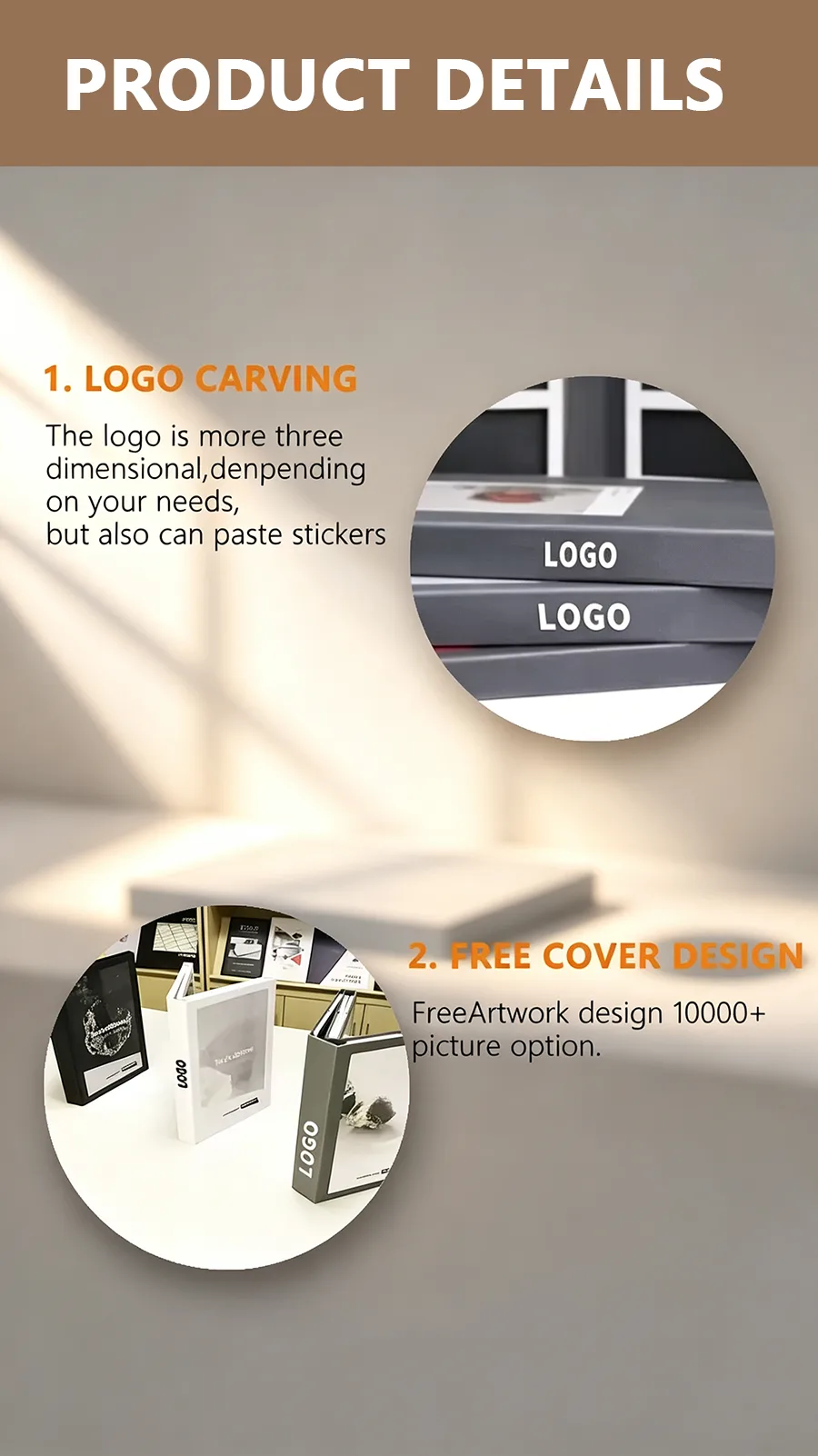 folding stone sample book product details logo carving cover design