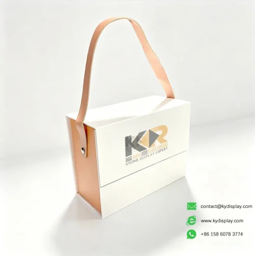 Leather Handle Stone Sample Box for Showrooms 3-Kerrydisplay