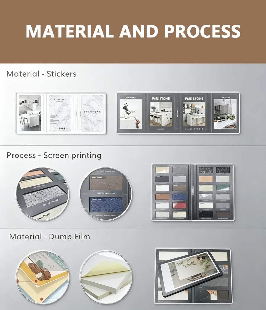 folding stone sample book surface stickers screen printing process
