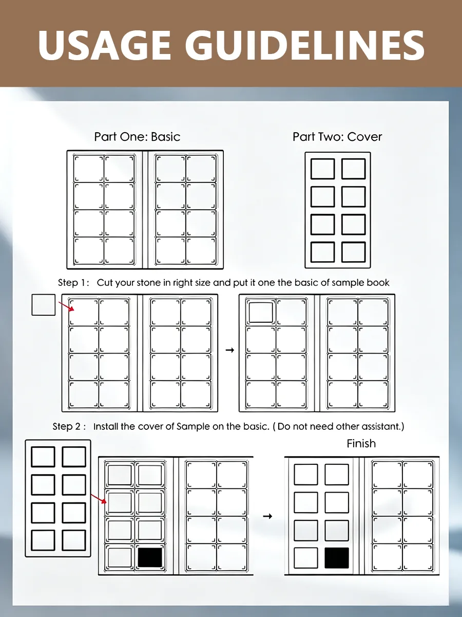 folding stone sample book usage guidelines sample installation