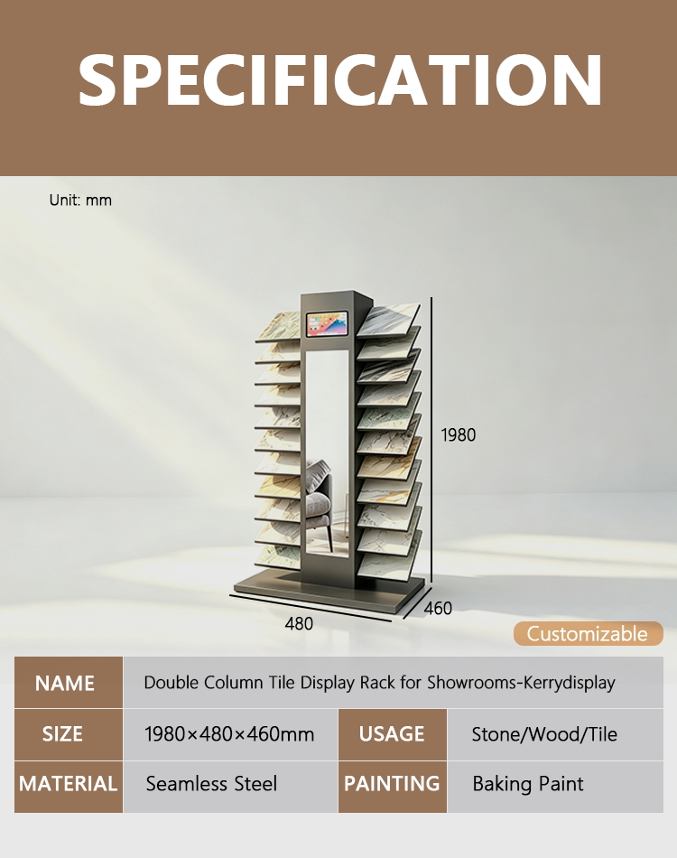 double column tile display rack specification