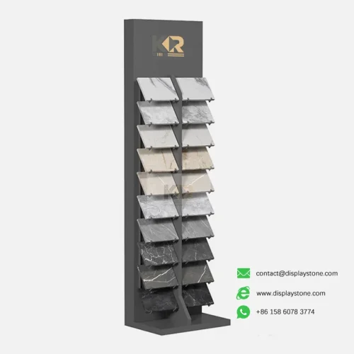 stone display tower with stone samples black Kerry DISPLAY