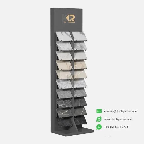 stone display tower with stone samples black Kerry DISPLAY