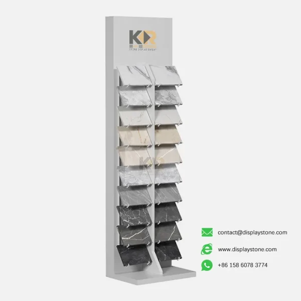 stone display tower with stone samples white Kerry DISPLAY