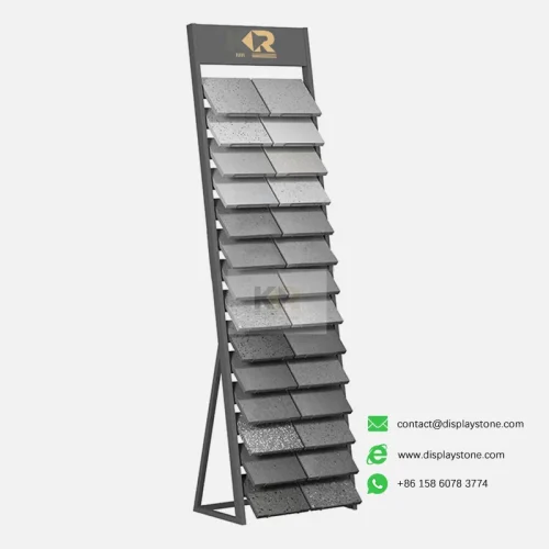Stone Sample Display Rack for Showrooms-black-Samples-Kerrydisplay stone sample display rack black with stone samples Kerry DISPLAY