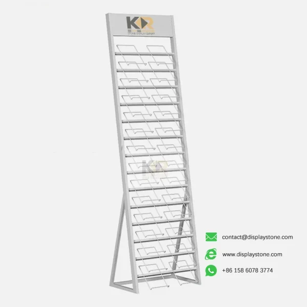 stone sample display rack white empty Kerry DISPLAY