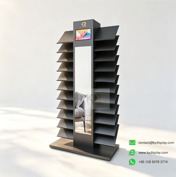 double-column-tile-display-rack-black-front-kerrydisplay double column tile display rack black front