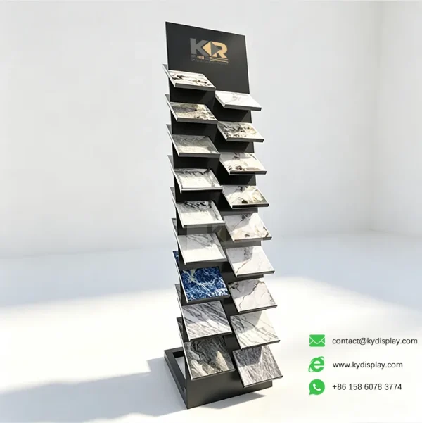 stone tile display rack black samples