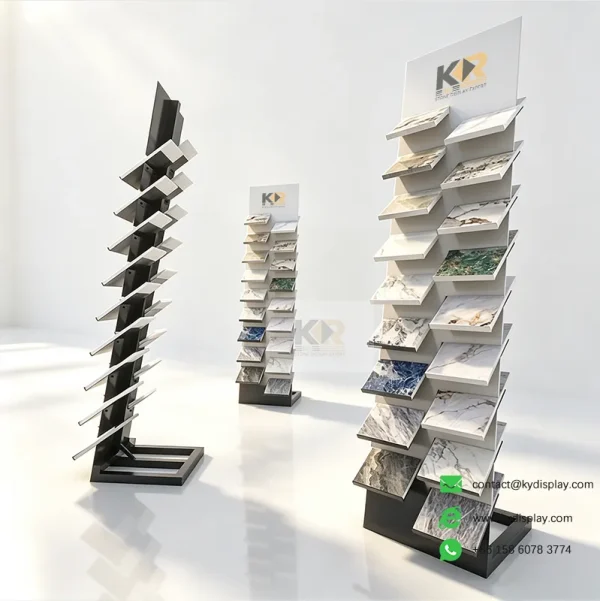 economical stone display rack structure side view