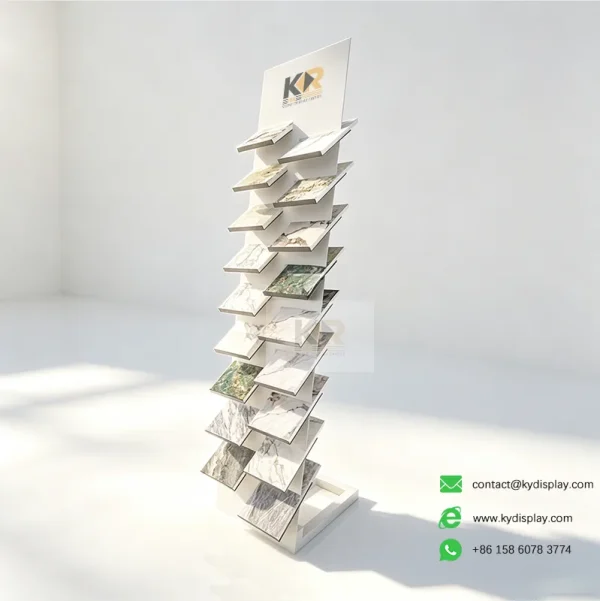 simple stone display stand white samples