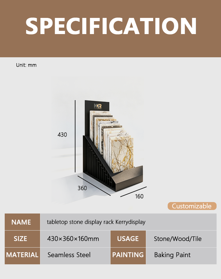 Tabletop stone display rack specification