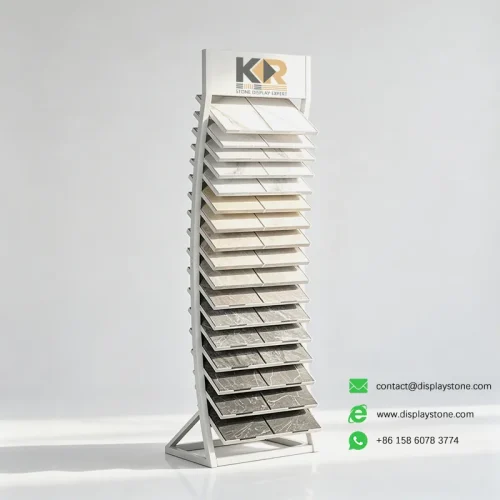 high capacity stone display rack white samples view