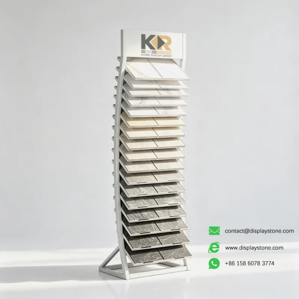 high capacity stone display rack white samples view