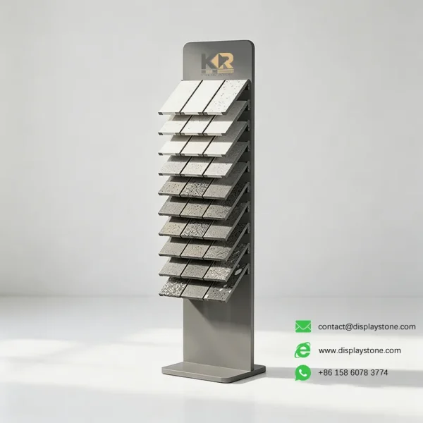 leaning stone display rack champagne samples view