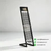 slanted vertical stone display rack for showrooms black empty view