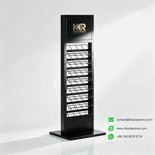 Stone Sample Display Tower For Showrooms Black Empty stone sample display tower black empty view