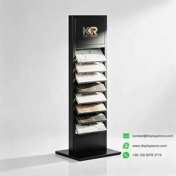 Stone Sample Display Tower For Showrooms Black Samples stone sample display tower black samples view