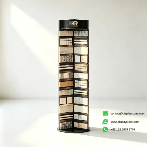 revolving mosaic display rack black samples view