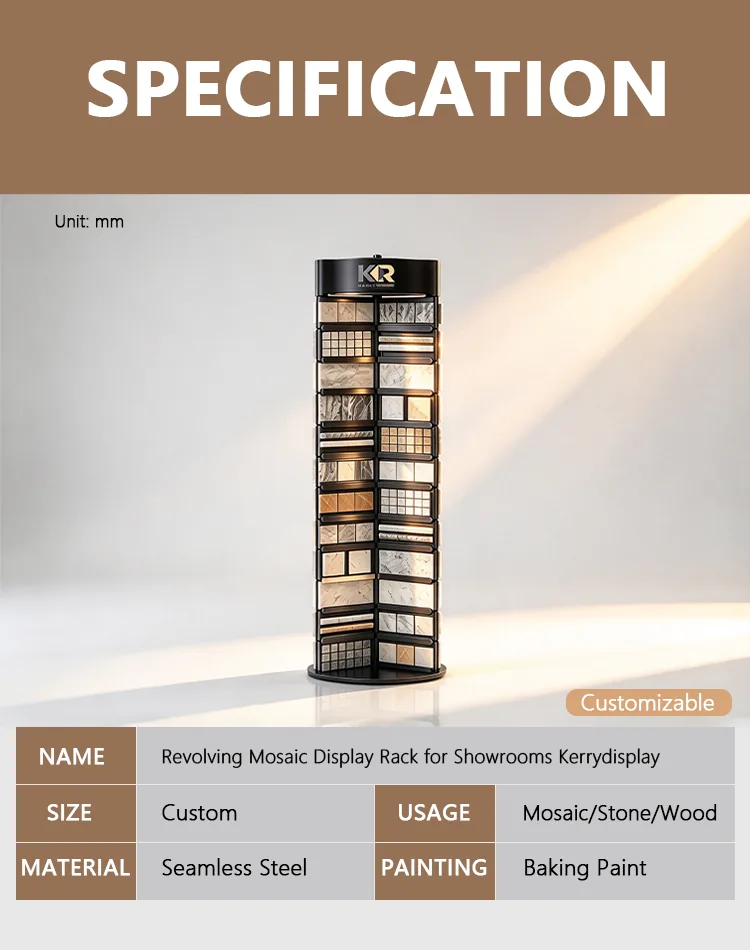 revolving mosaic display rack description specifications