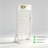 three column stone display rack white empty 2 view